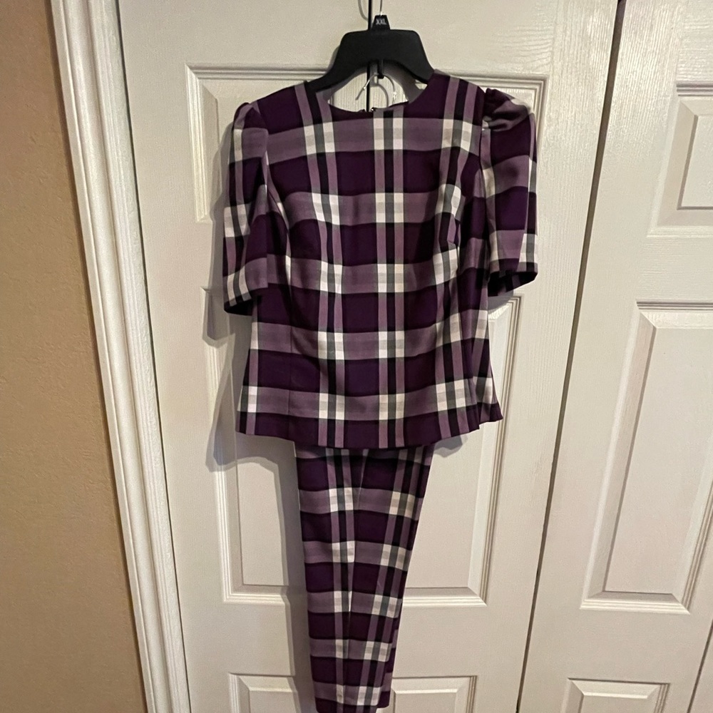 Two Piece Purple plaid suit